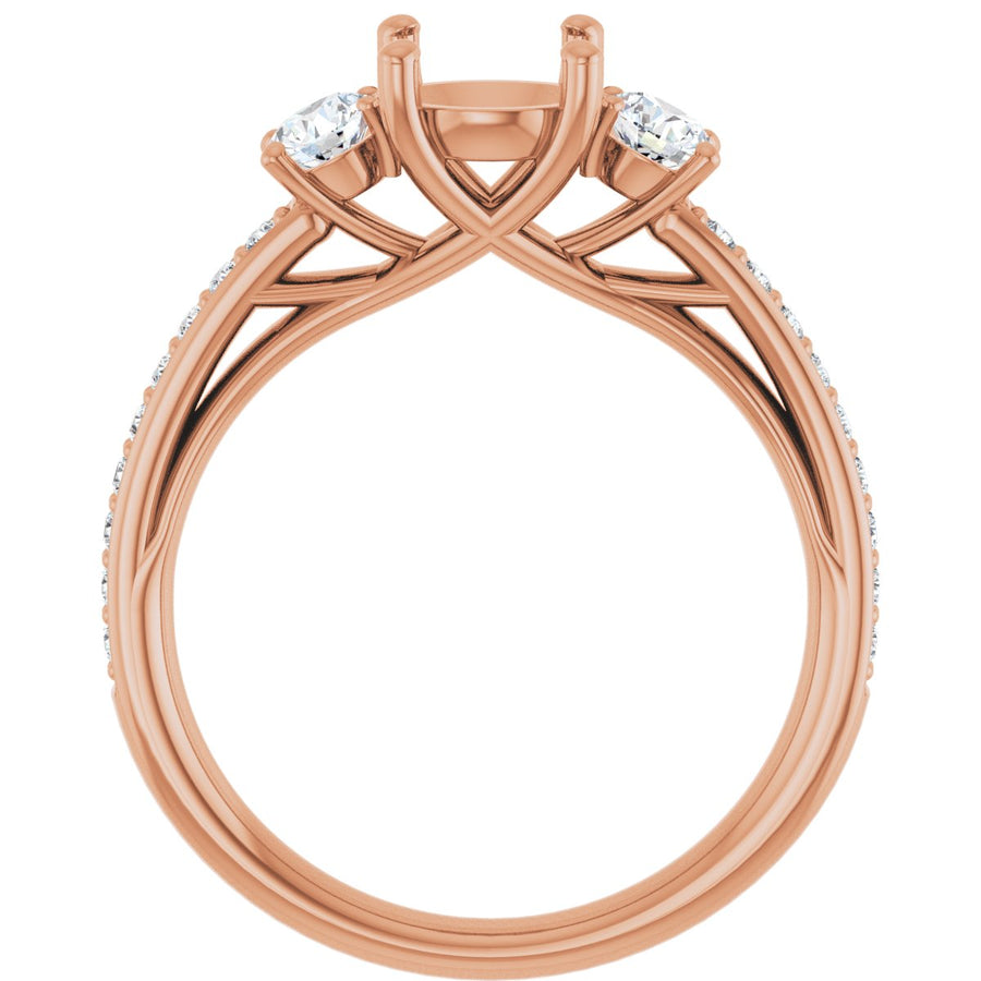 Round Three-Stone Engagement Ring Semi-Mount - gallery - Series 122000