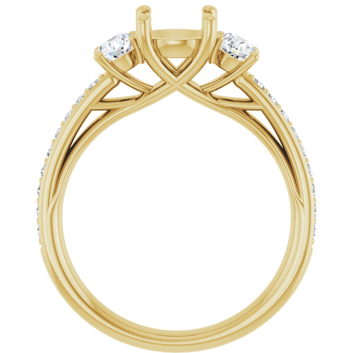 Round Three-Stone Engagement Ring Semi-Mount - gallery - Series 122000