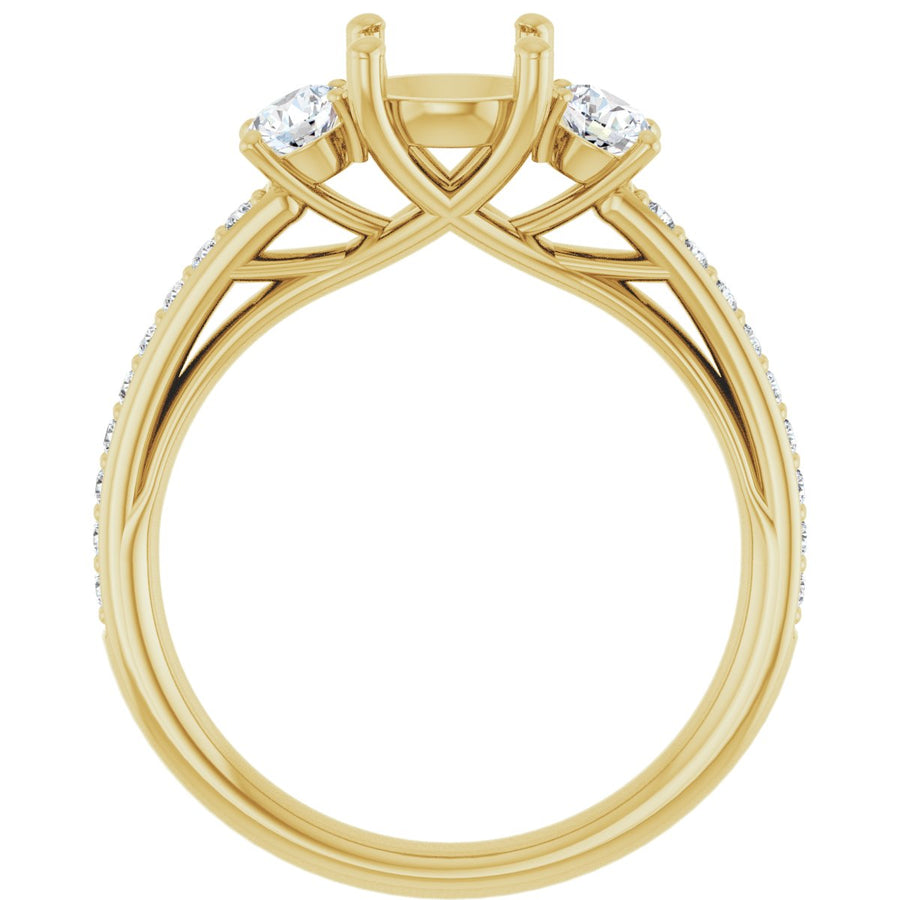 Round Three-Stone Engagement Ring Semi-Mount - gallery - Series 122000