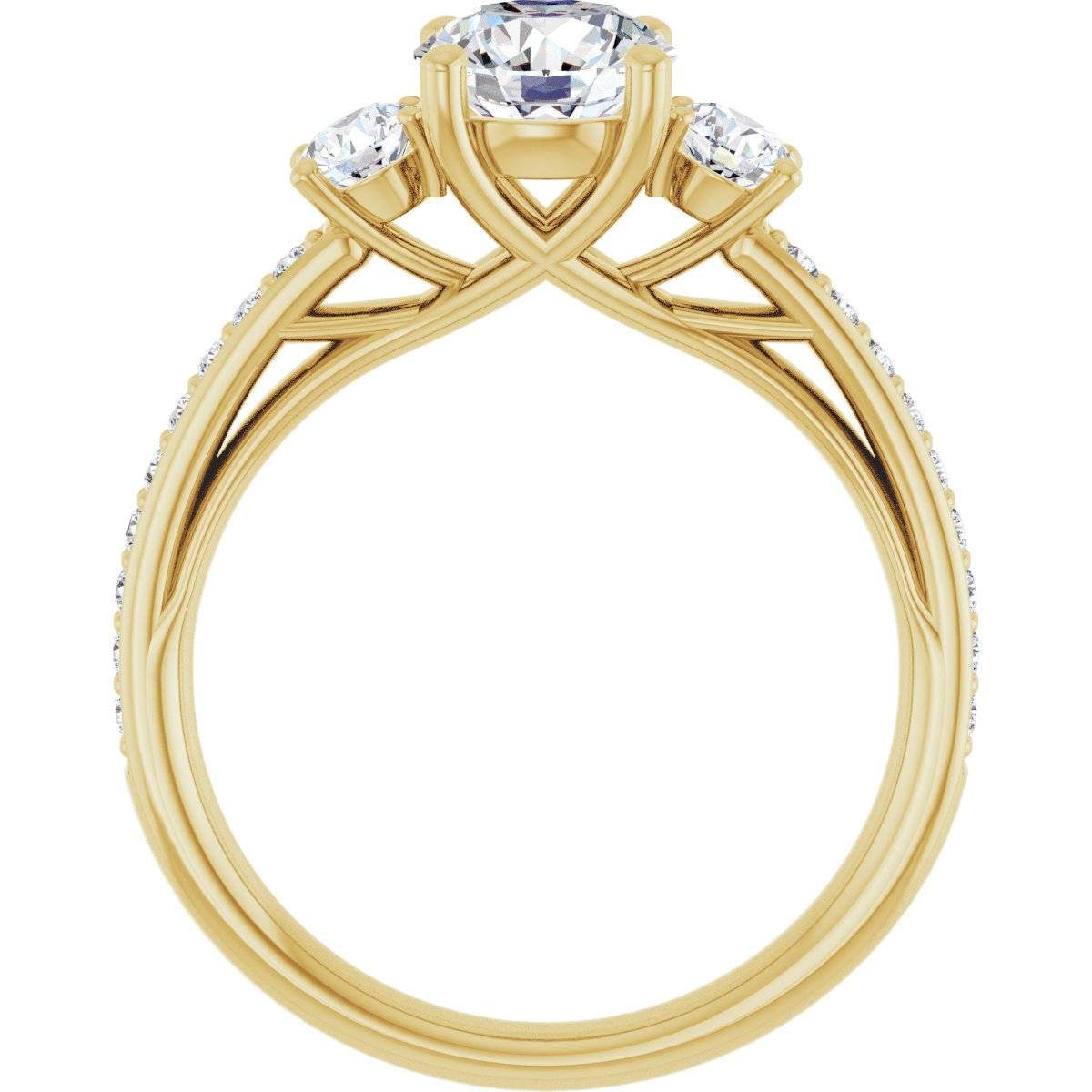 Round Three-Stone Engagement Ring Semi-Mount - gallery - Series 122000