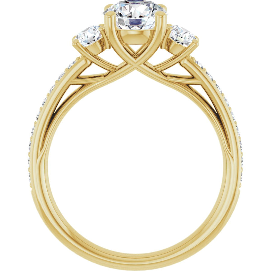 Round Three-Stone Engagement Ring Semi-Mount - gallery - Series 122000