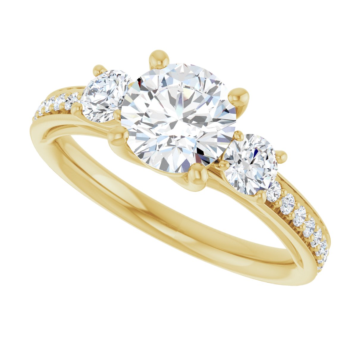 Round Three-Stone Engagement Ring Semi-Mount - gallery - Series 122000