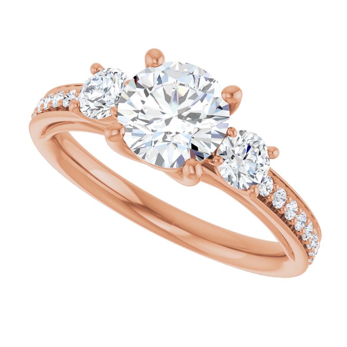 Round Three-Stone Engagement Ring Semi-Mount - gallery - Series 122000