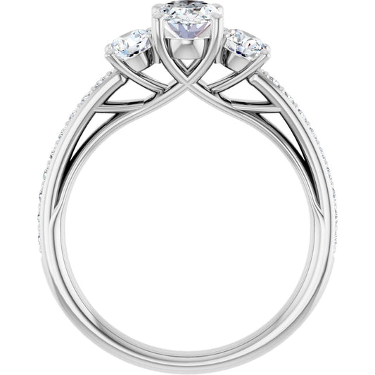 Oval Three-Stone Engagement Ring Semi-Mount - gallery - Series 122000