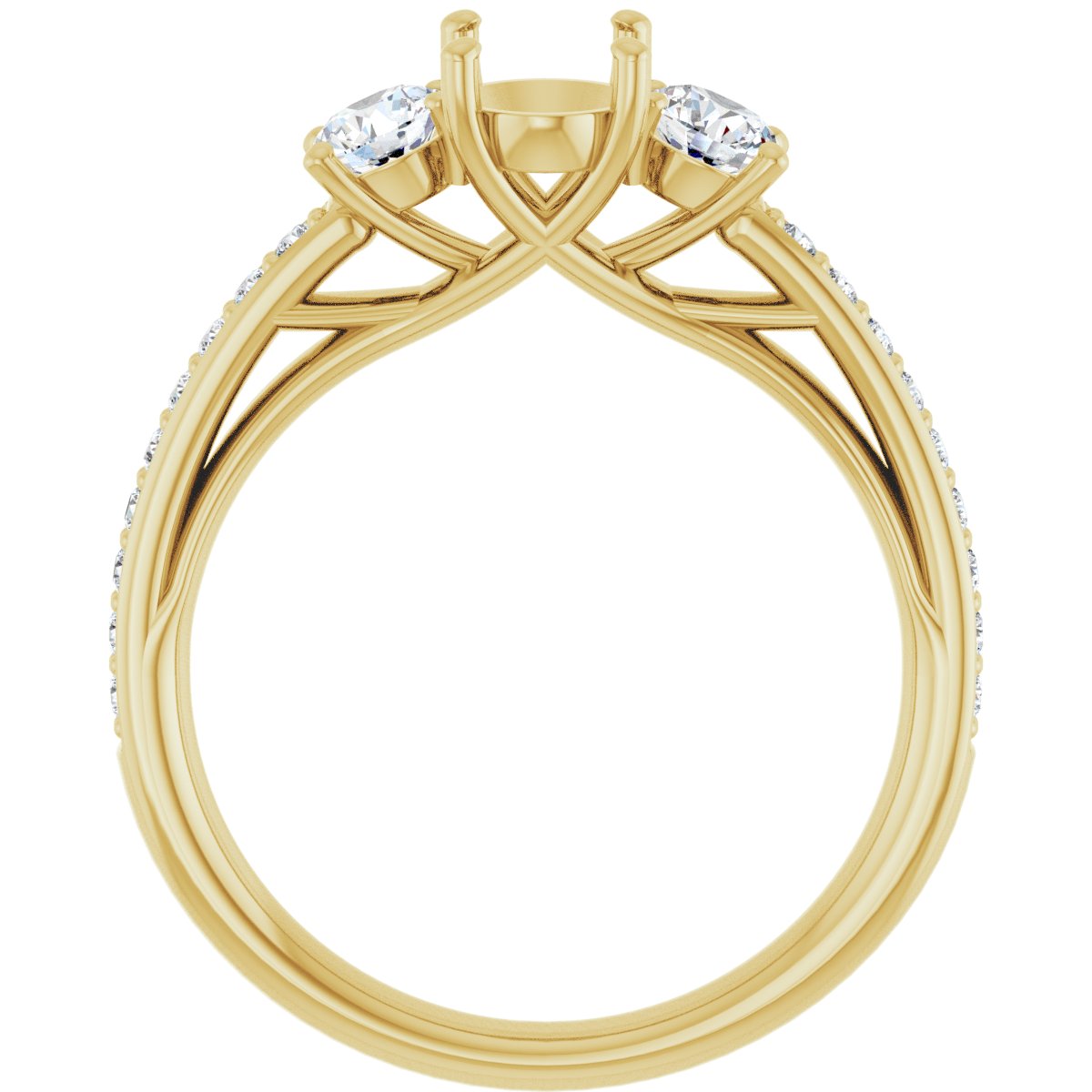 Oval Three-Stone Engagement Ring Semi-Mount - gallery - Series 122000