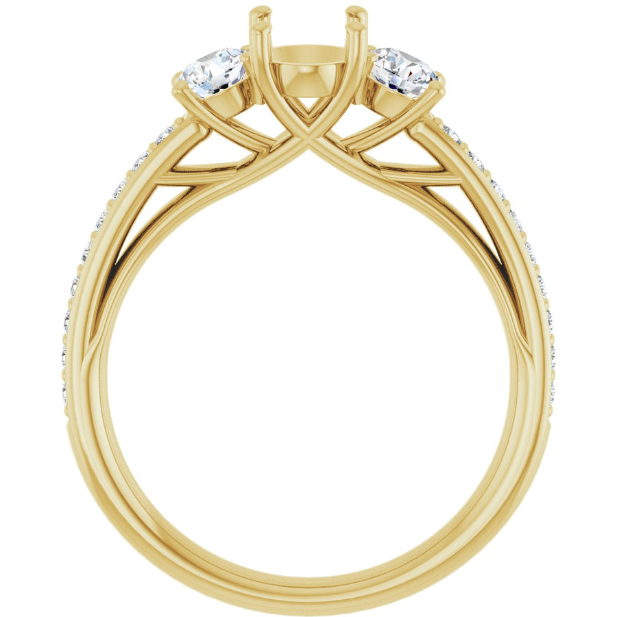 Oval Three-Stone Engagement Ring Semi-Mount - gallery - Series 122000