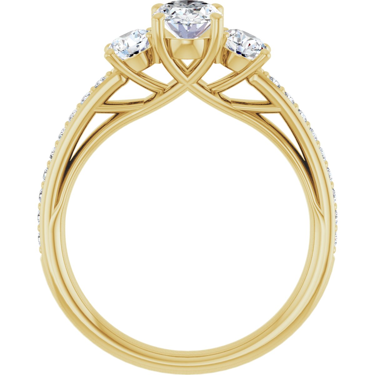 Oval Three-Stone Engagement Ring Semi-Mount - gallery - Series 122000