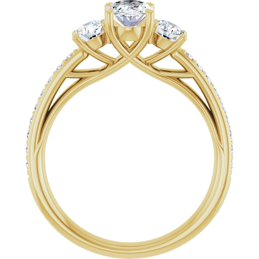 Oval Three-Stone Engagement Ring Semi-Mount - gallery - Series 122000