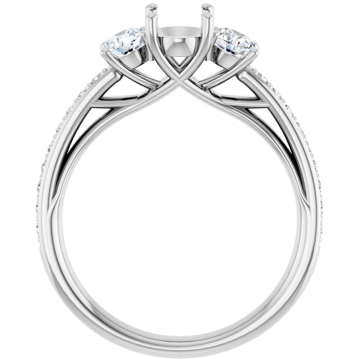 Oval Three-Stone Engagement Ring Semi-Mount - gallery - Series 122000
