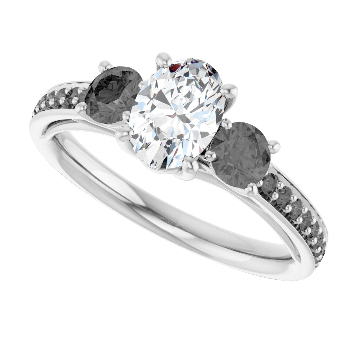 Oval Three-Stone Engagement Ring Semi-Mount - gallery - Series 122000