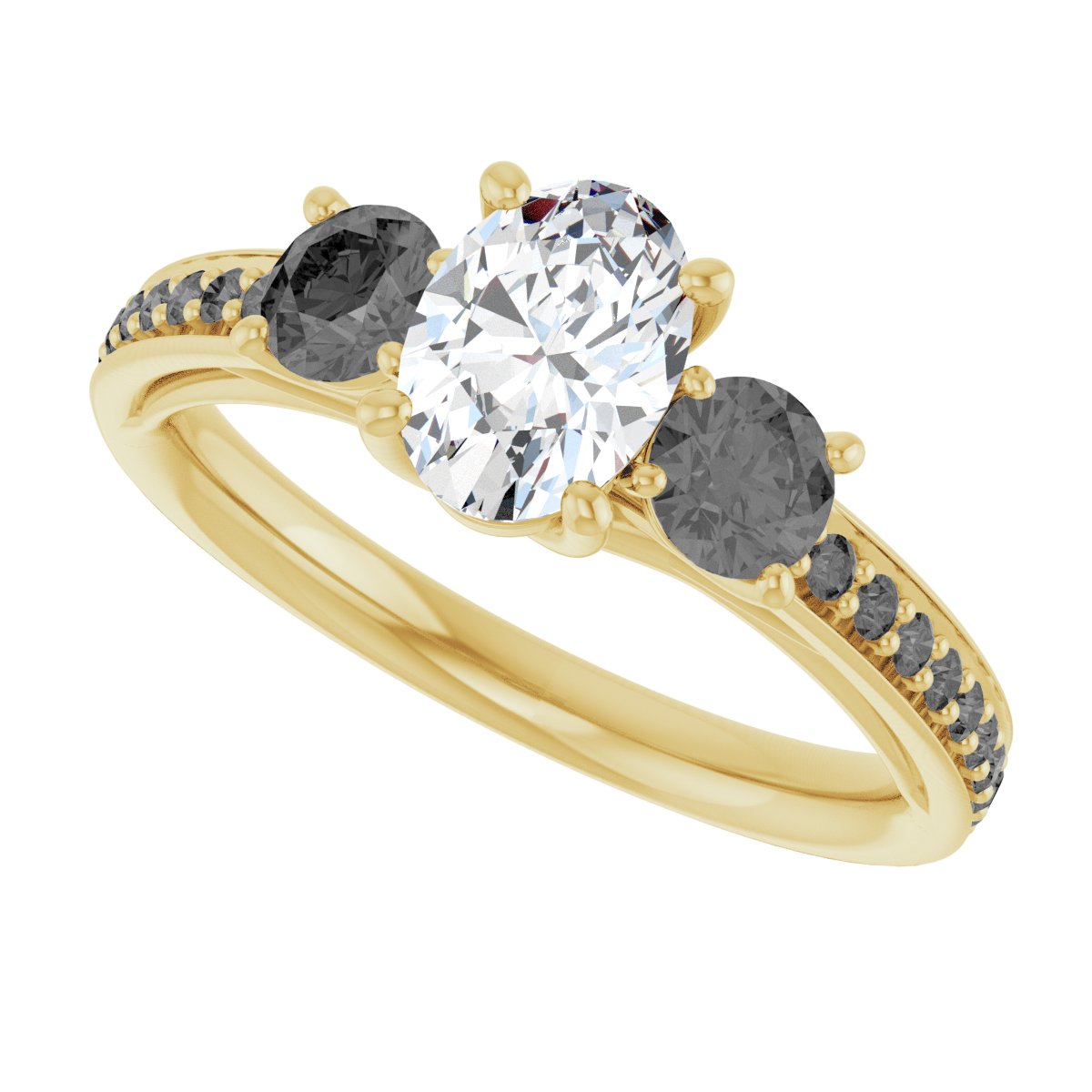 Oval Three-Stone Engagement Ring Semi-Mount - gallery - Series 122000