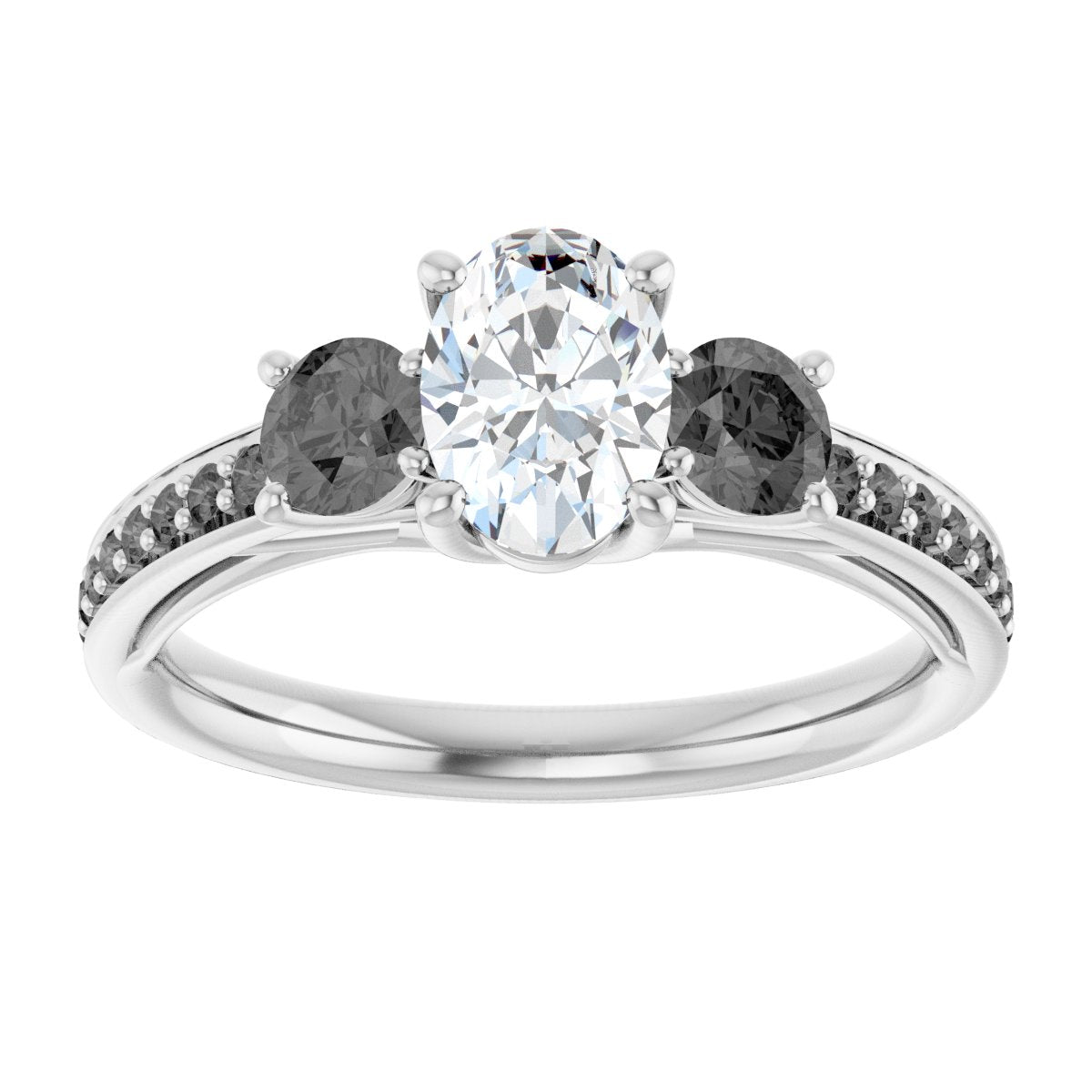 Oval Three-Stone Engagement Ring Semi-Mount - gallery - Series 122000