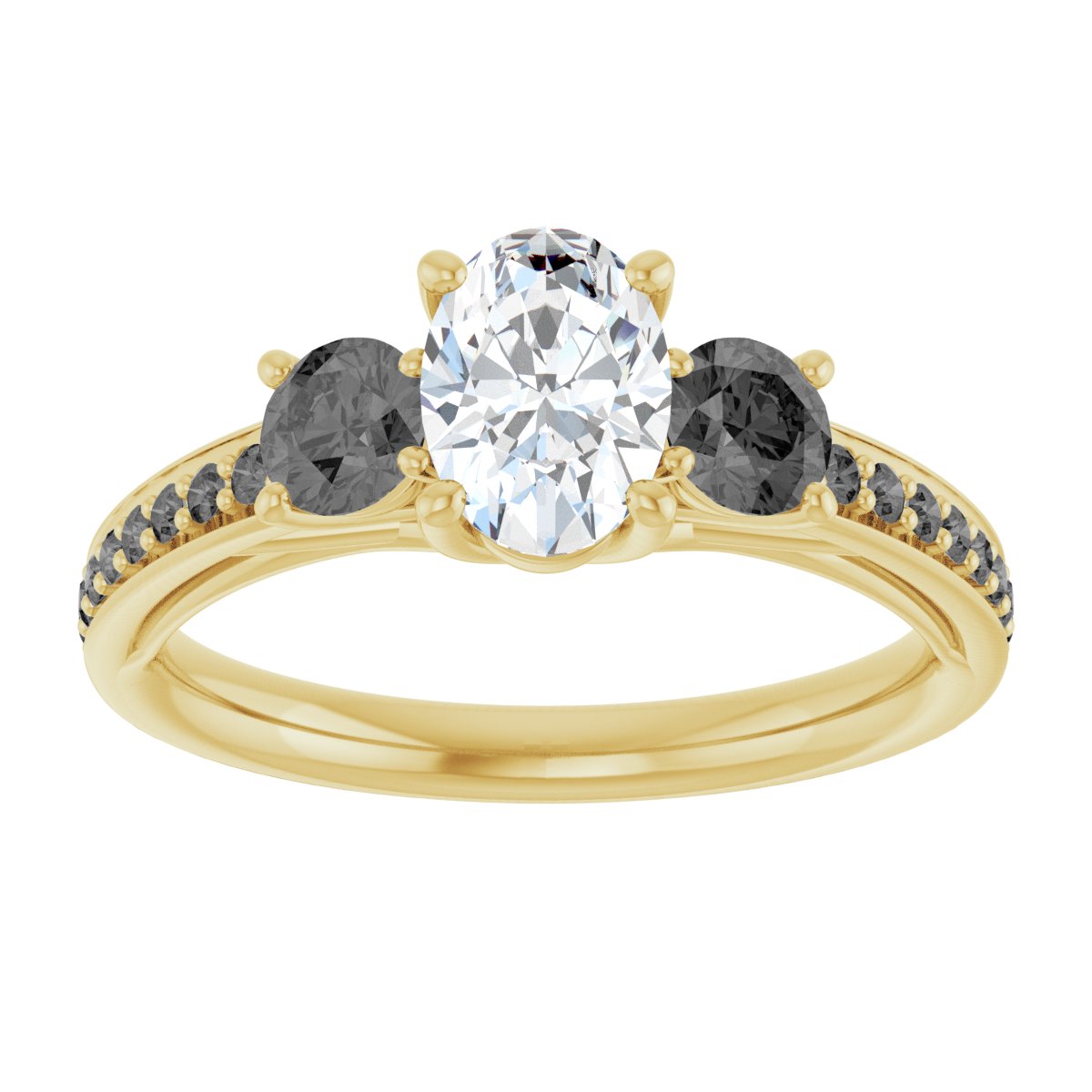 Oval Three-Stone Engagement Ring Semi-Mount - gallery - Series 122000