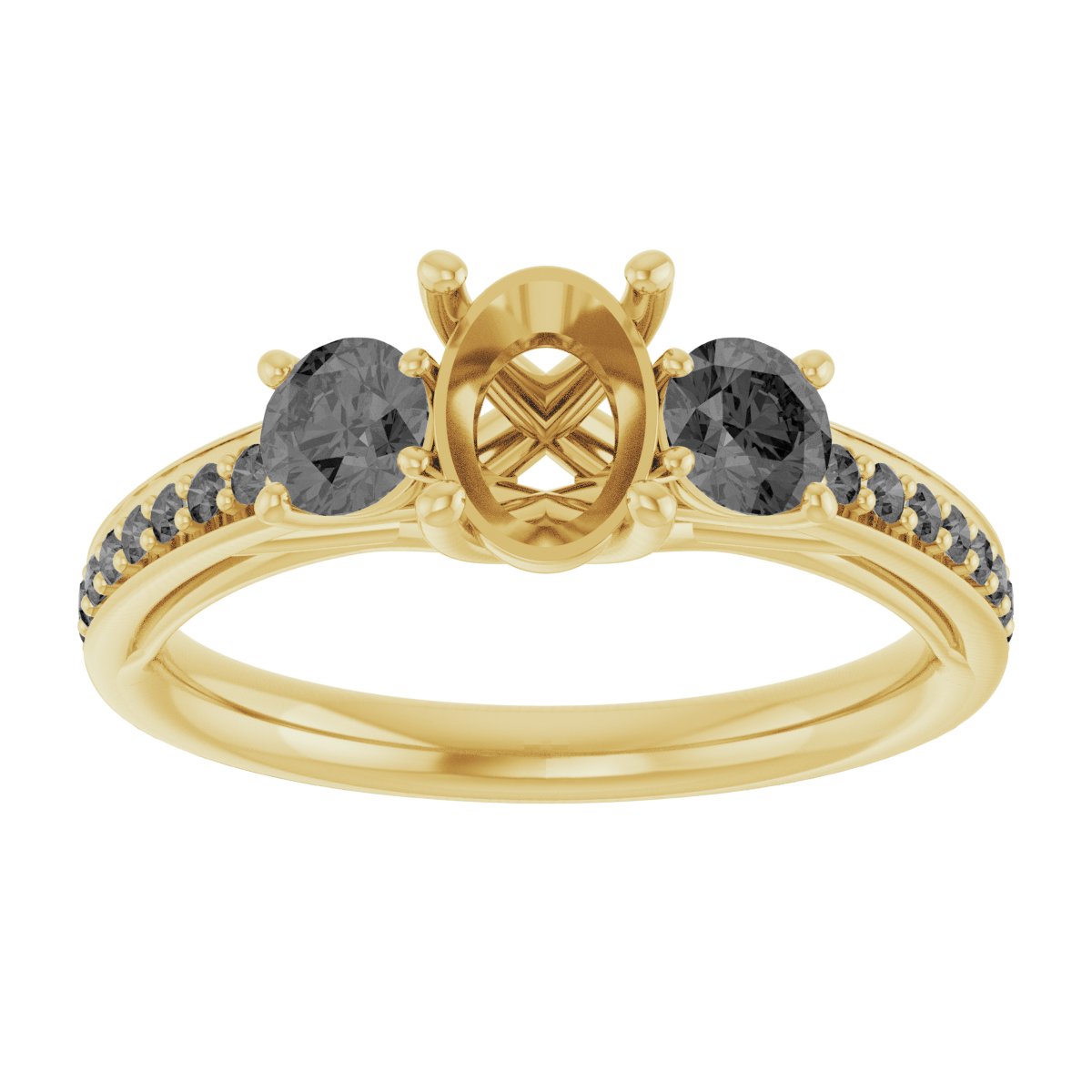 Oval Three-Stone Engagement Ring Semi-Mount - gallery - Series 122000