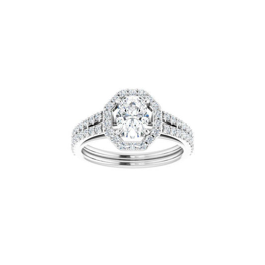 Oval Halo-Style Double-Row Engagement Ring Semi-Mount - gallery - Series 122791