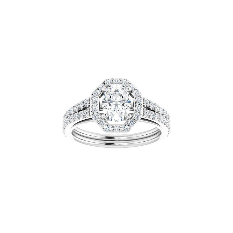 Oval Halo-Style Double-Row Engagement Ring Semi-Mount - gallery - Series 122791
