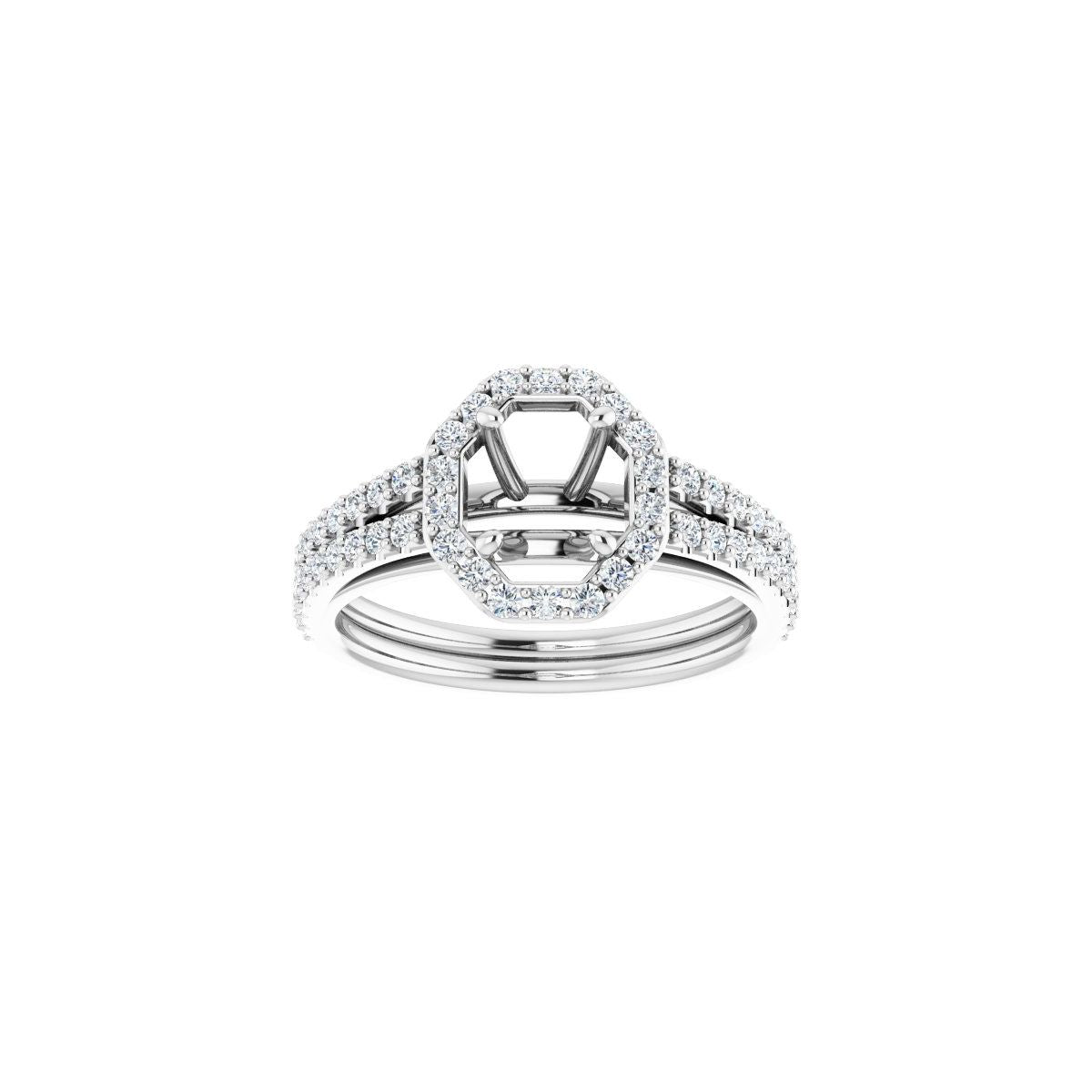 Oval Halo-Style Double-Row Engagement Ring Semi-Mount - gallery - Series 122791