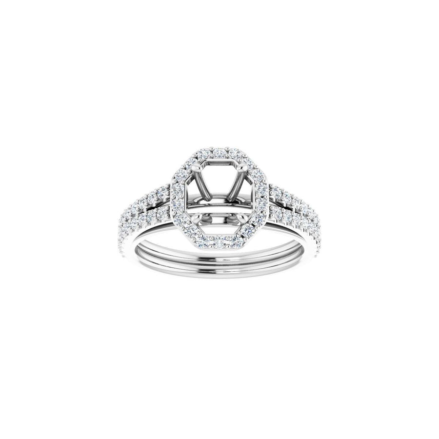 Oval Halo-Style Double-Row Engagement Ring Semi-Mount - gallery - Series 122791