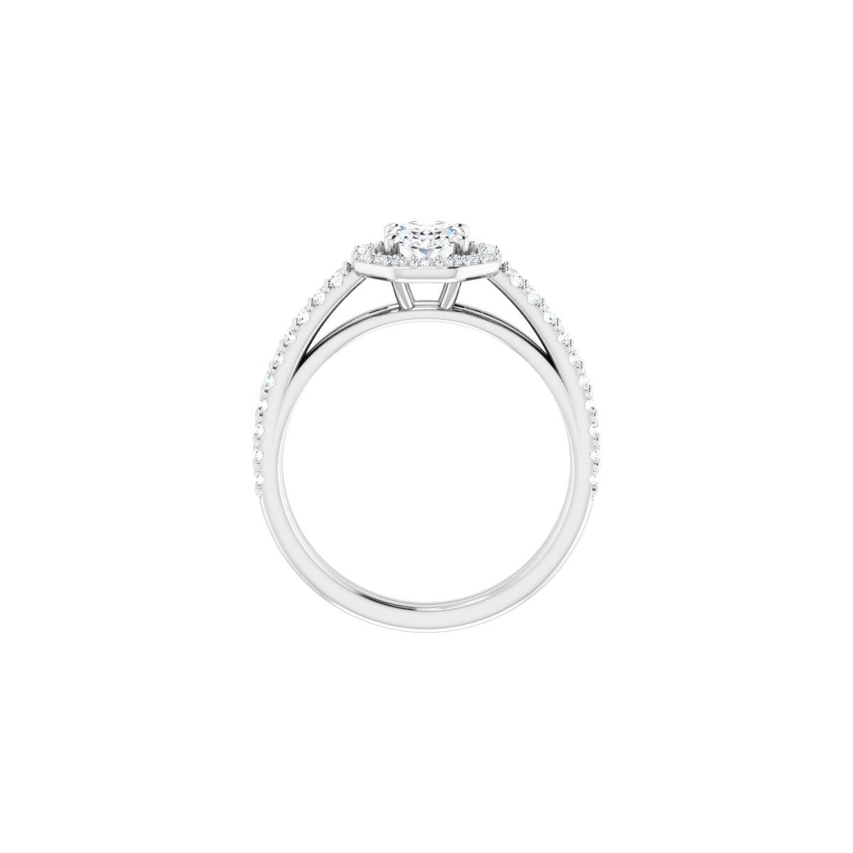 Oval Halo-Style Double-Row Engagement Ring Semi-Mount - gallery - Series 122791