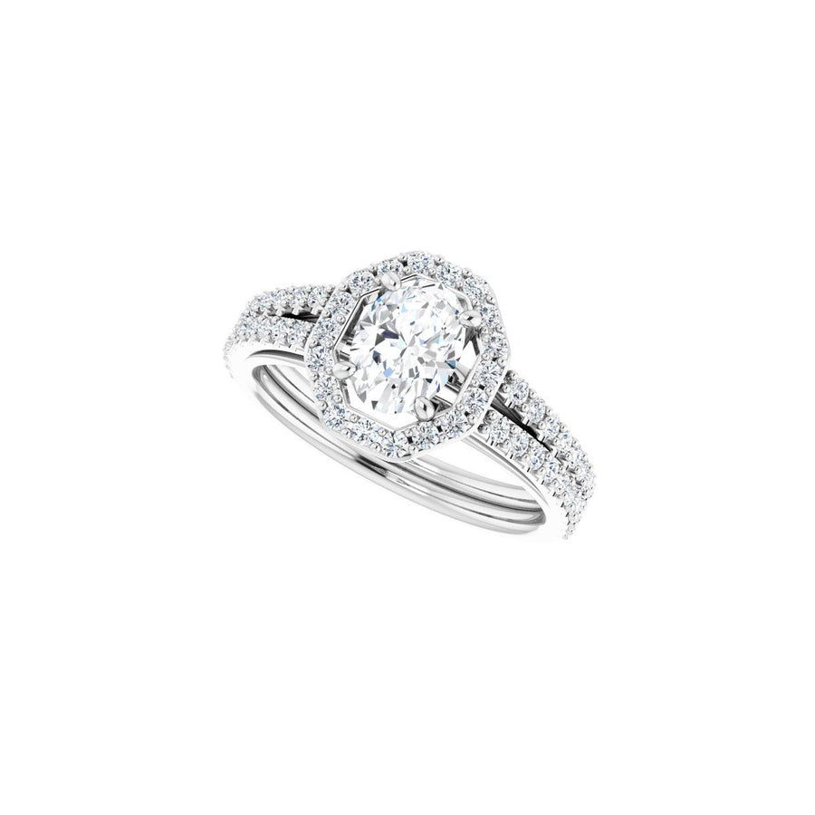 Oval Halo-Style Double-Row Engagement Ring Semi-Mount - gallery - Series 122791