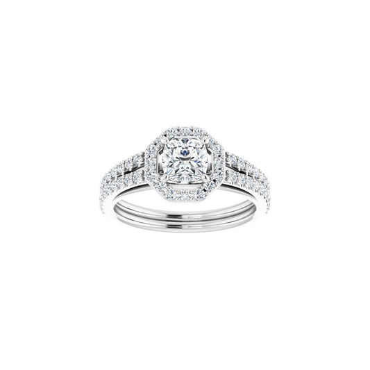 Cushion Halo-Style Double-Row Engagement Ring Semi-Mount - gallery - Series 122791