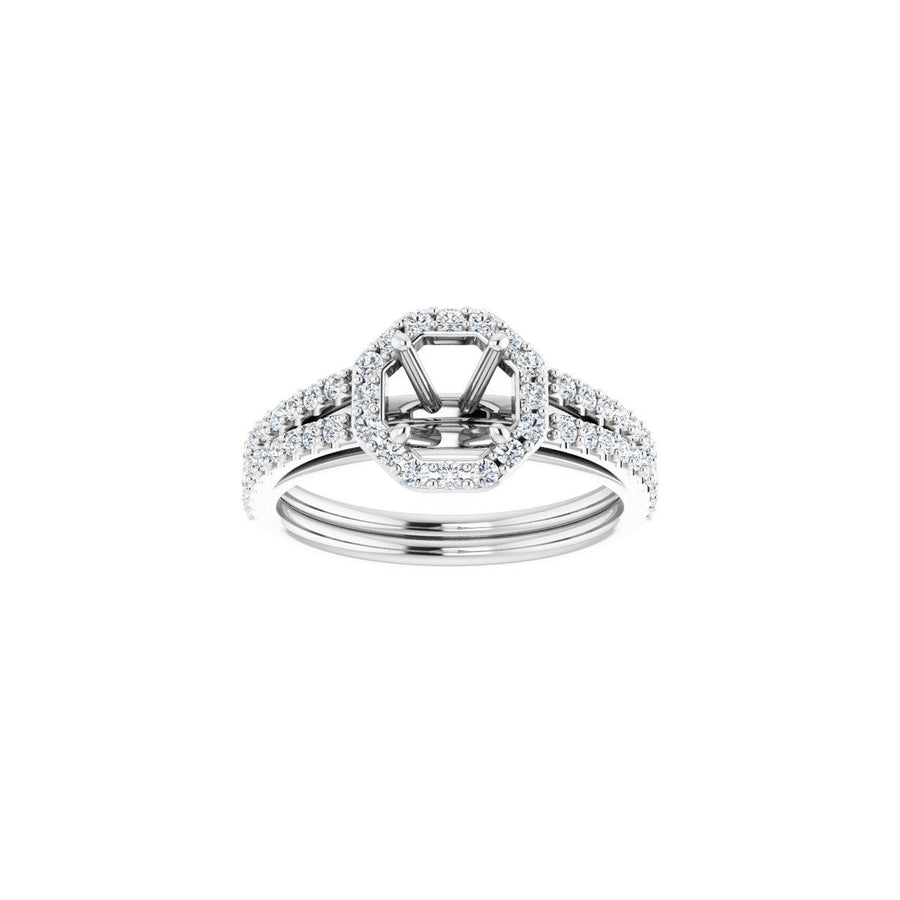Cushion Halo-Style Double-Row Engagement Ring Semi-Mount - gallery - Series 122791