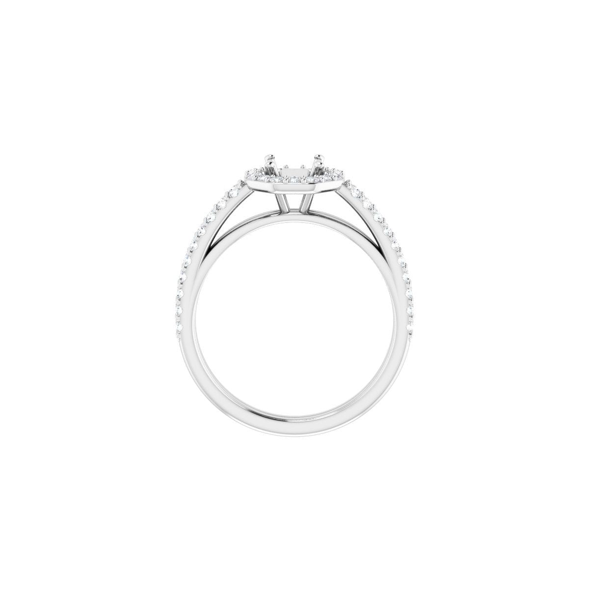 Cushion Halo-Style Double-Row Engagement Ring Semi-Mount - gallery - Series 122791