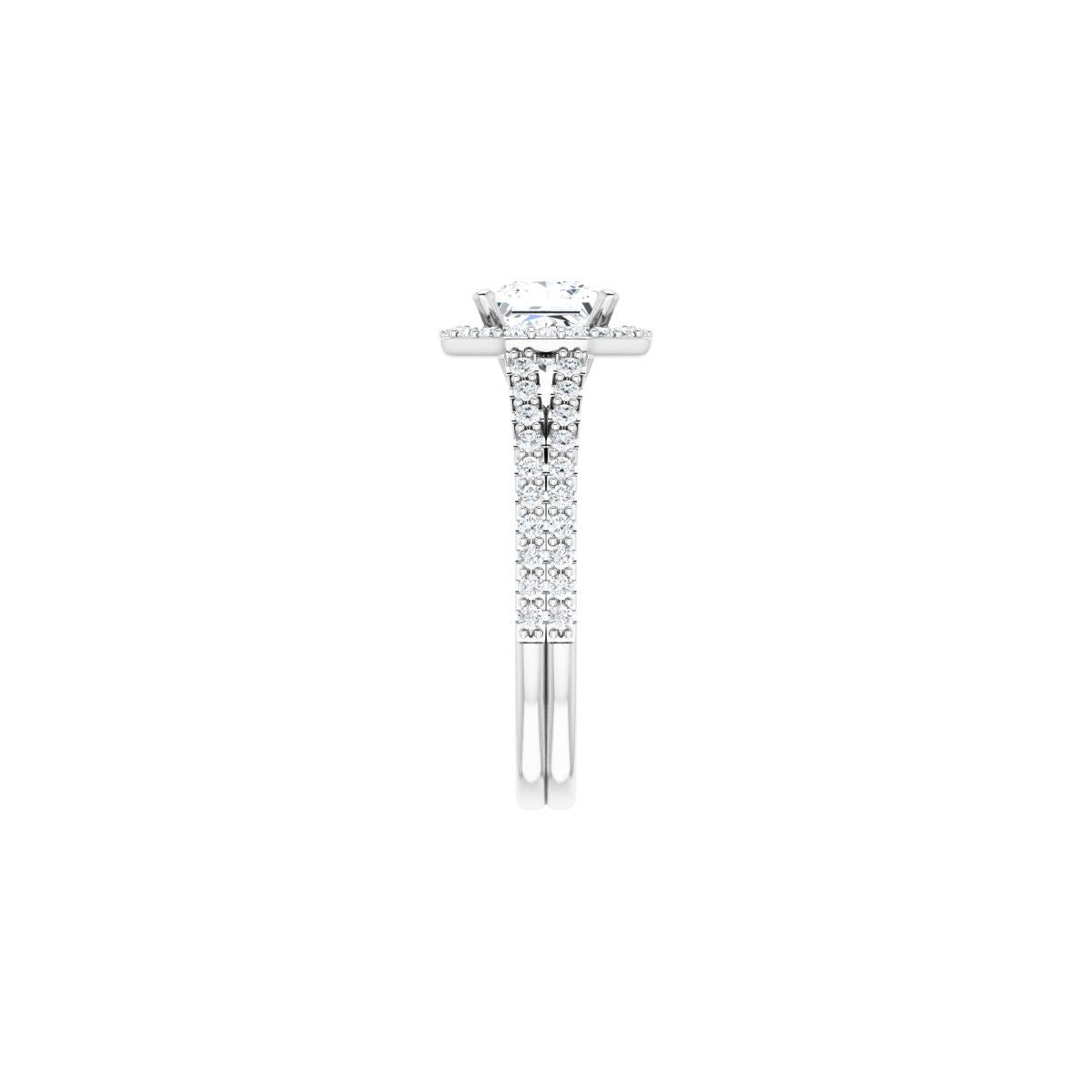 Square Halo-Style Double-Row Engagement Ring Semi-Mount - gallery - Series 122791