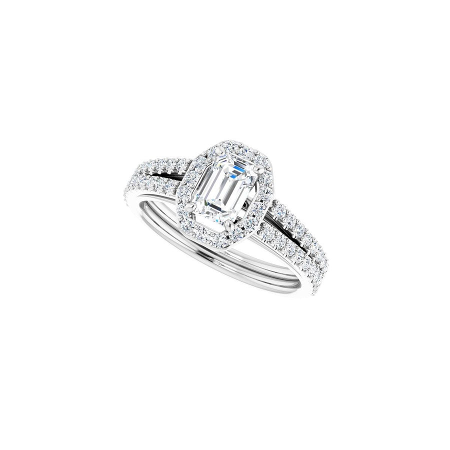 Emerald Halo-Style Double-Row Engagement Ring Semi-Mount - gallery - Series 122791