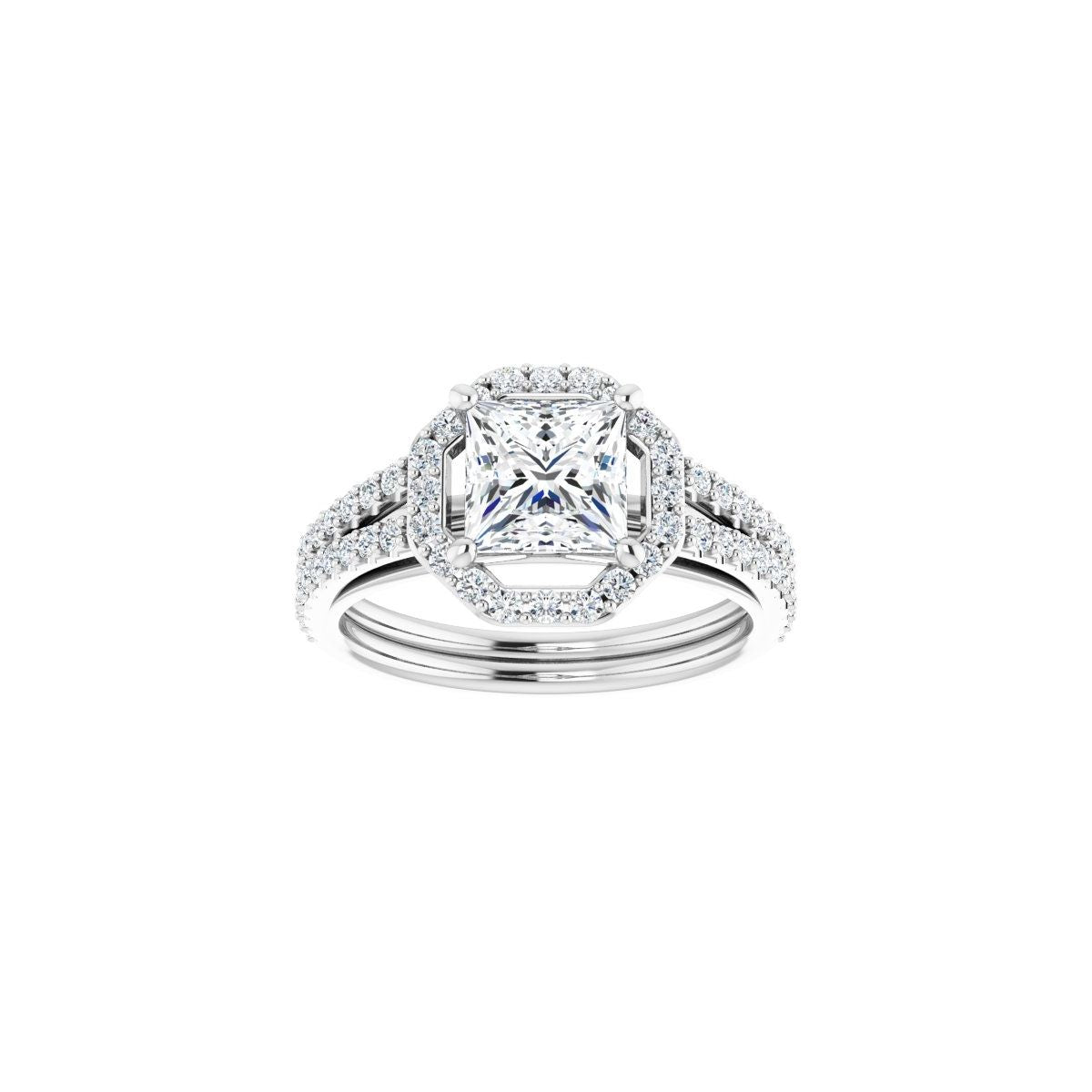 Square Halo-Style Double-Row Engagement Ring Semi-Mount - gallery - Series 122791