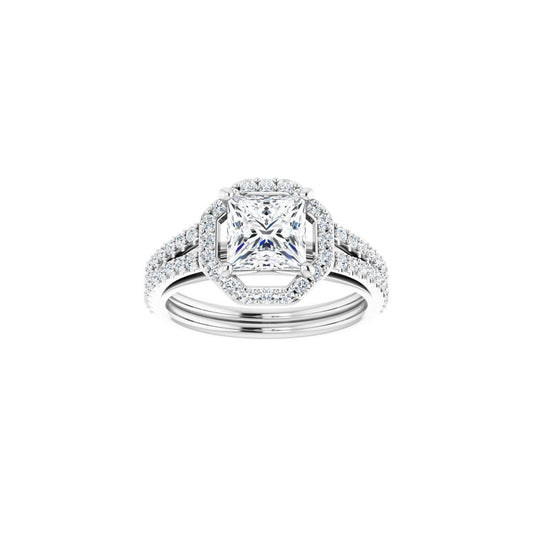 Square Halo-Style Double-Row Engagement Ring Semi-Mount - gallery - Series 122791