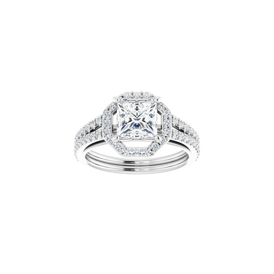 Square Halo-Style Double-Row Engagement Ring Semi-Mount - gallery - Series 122791