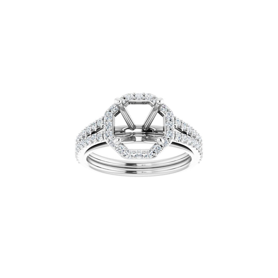 Square Halo-Style Double-Row Engagement Ring Semi-Mount - gallery - Series 122791