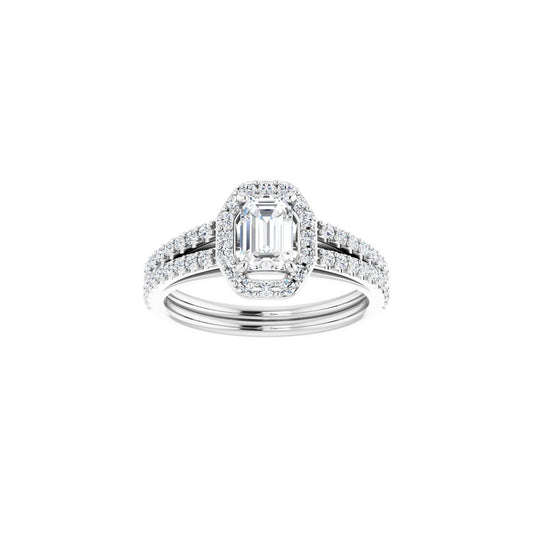 Emerald Halo-Style Double-Row Engagement Ring Semi-Mount - gallery - Series 122791