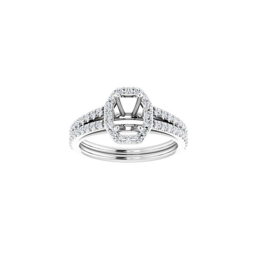 Emerald Halo-Style Double-Row Engagement Ring Semi-Mount - gallery - Series 122791