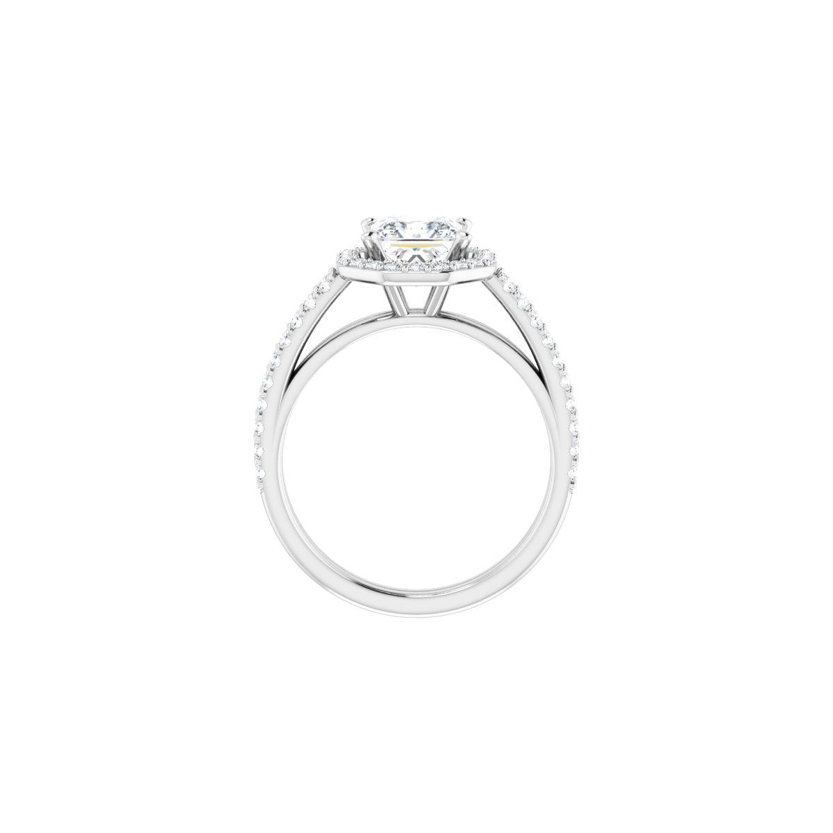 Square Halo-Style Double-Row Engagement Ring Semi-Mount - gallery - Series 122791