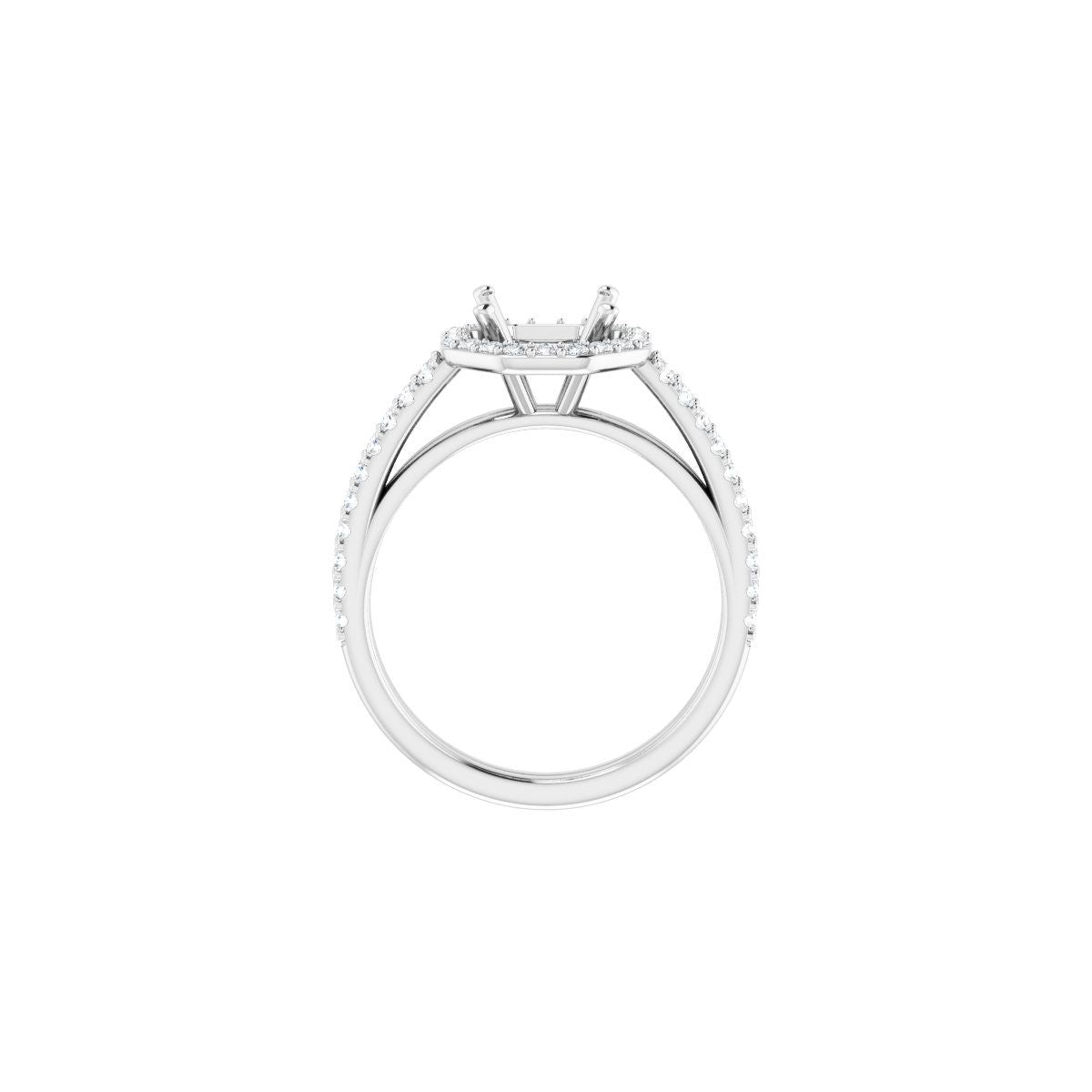 Square Halo-Style Double-Row Engagement Ring Semi-Mount - gallery - Series 122791