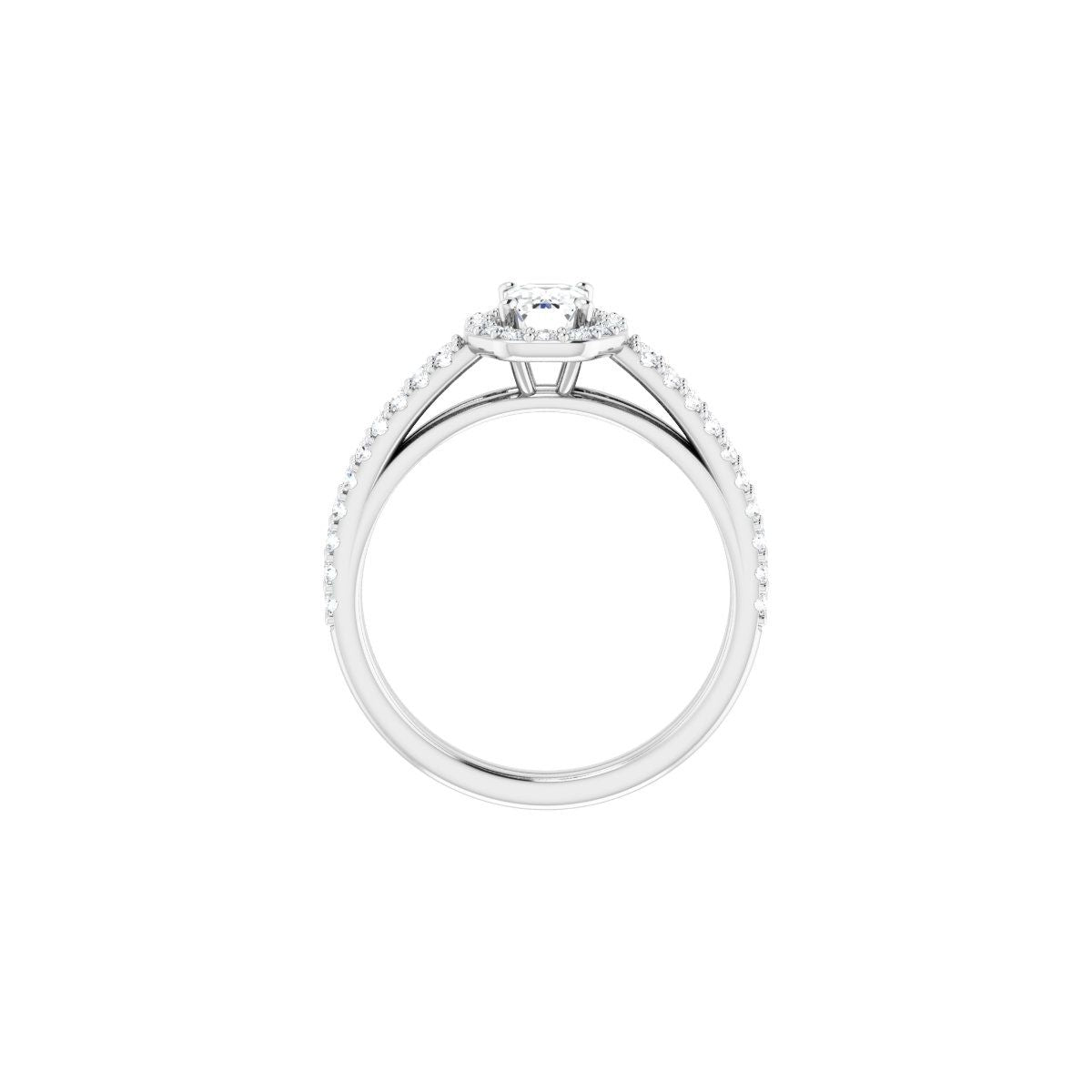 Emerald Halo-Style Double-Row Engagement Ring Semi-Mount - gallery - Series 122791