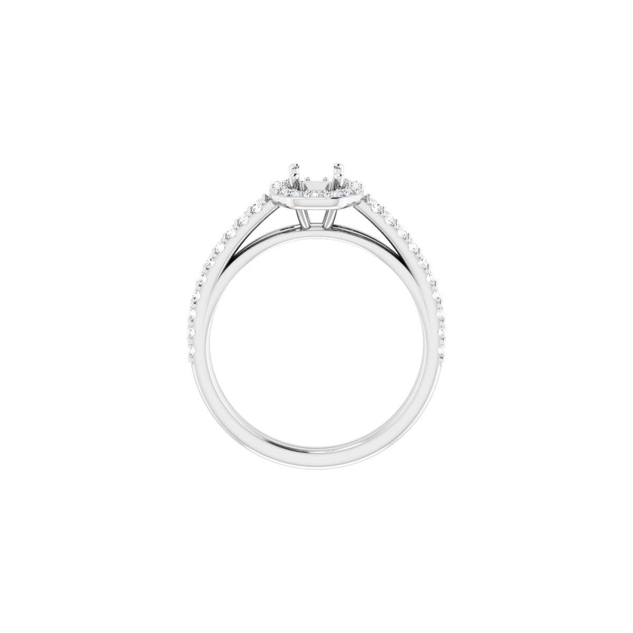 Emerald Halo-Style Double-Row Engagement Ring Semi-Mount - gallery - Series 122791