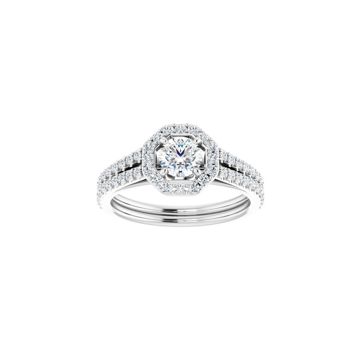 Round Halo-Style Double-Row Engagement Ring Semi-Mount - gallery - Series 122791
