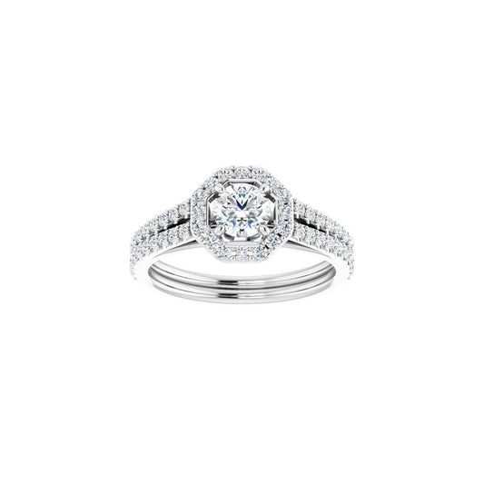Round Halo-Style Double-Row Engagement Ring Semi-Mount - gallery - Series 122791