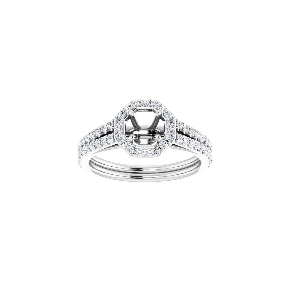 Round Halo-Style Double-Row Engagement Ring Semi-Mount - gallery - Series 122791