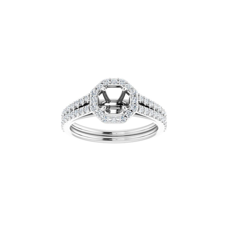 Round Halo-Style Double-Row Engagement Ring Semi-Mount - gallery - Series 122791