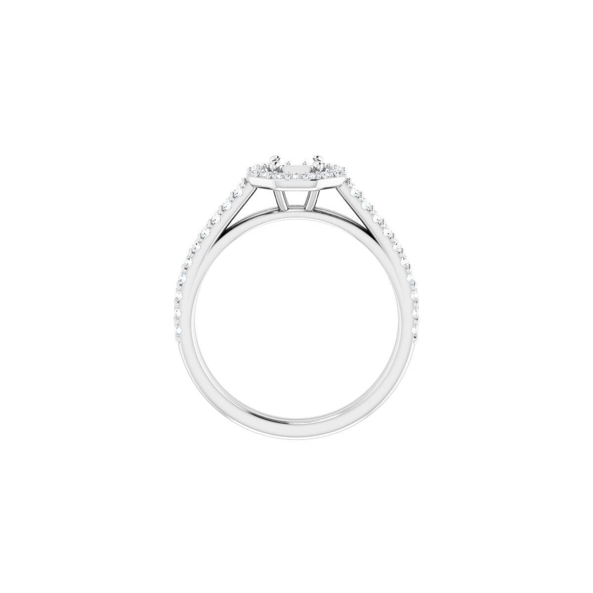 Round Halo-Style Double-Row Engagement Ring Semi-Mount - gallery - Series 122791