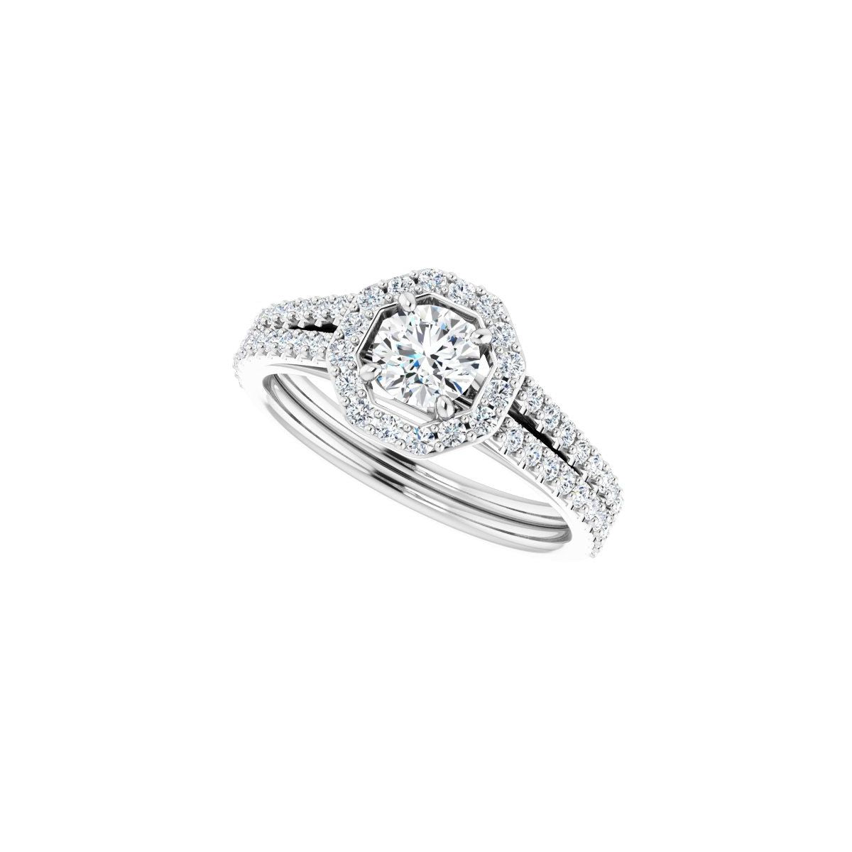 Round Halo-Style Double-Row Engagement Ring Semi-Mount - gallery - Series 122791