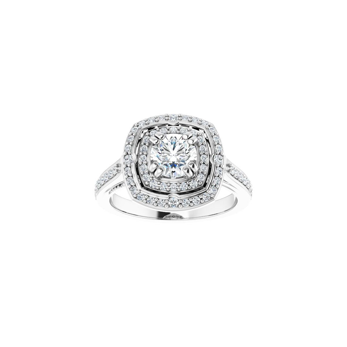 Round Double Halo-Style Engagement Ring Semi-Mount - gallery - Series 122470