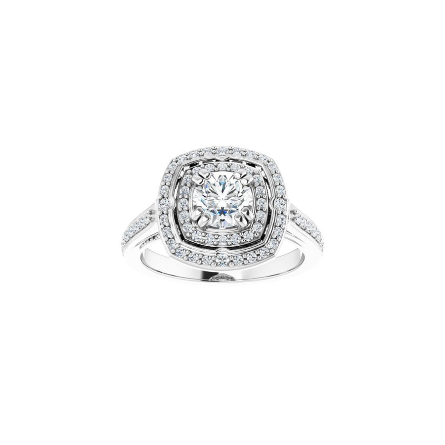 Round Double Halo-Style Engagement Ring Semi-Mount - gallery - Series 122470
