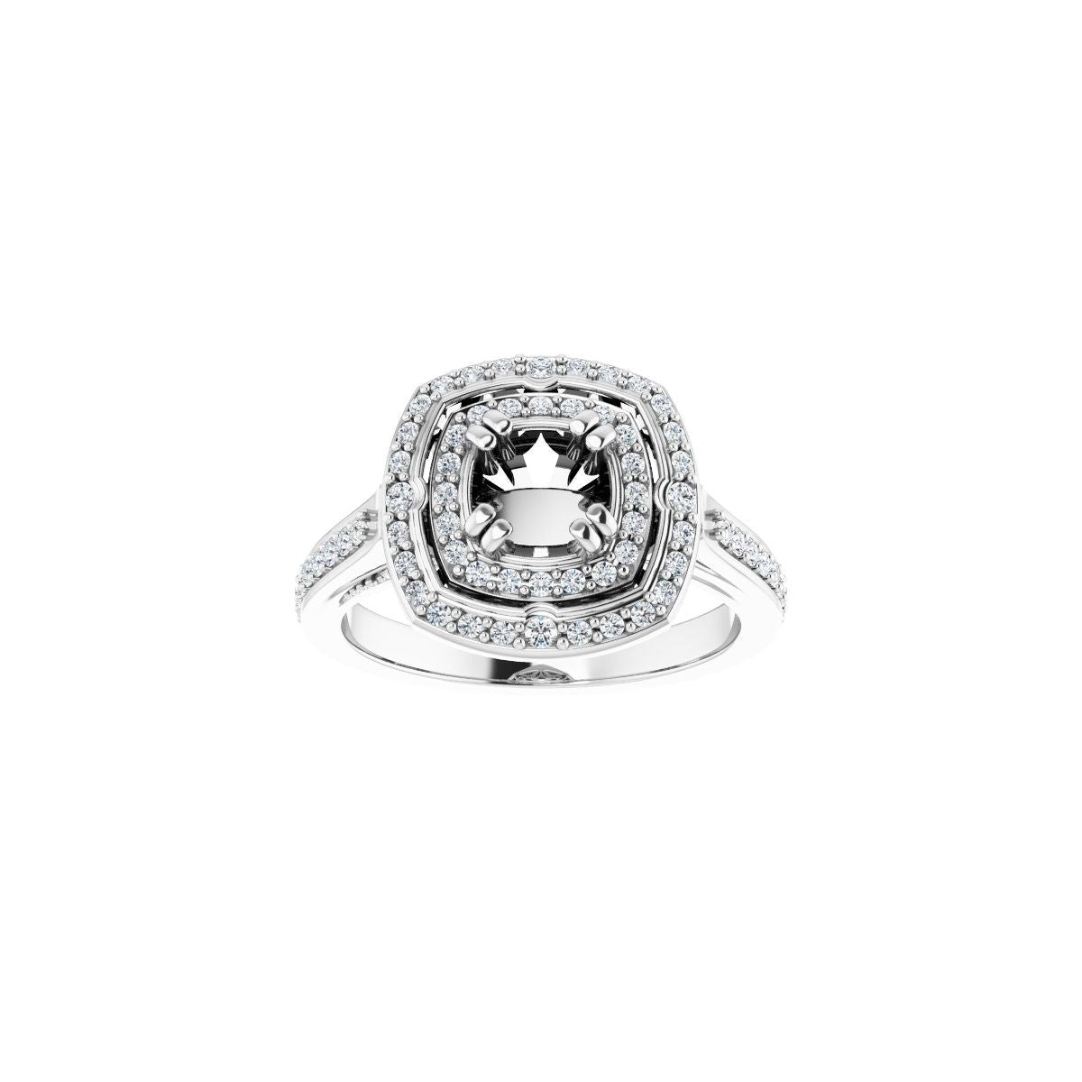 Round Double Halo-Style Engagement Ring Semi-Mount - gallery - Series 122470