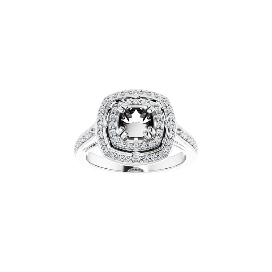 Round Double Halo-Style Engagement Ring Semi-Mount - gallery - Series 122470