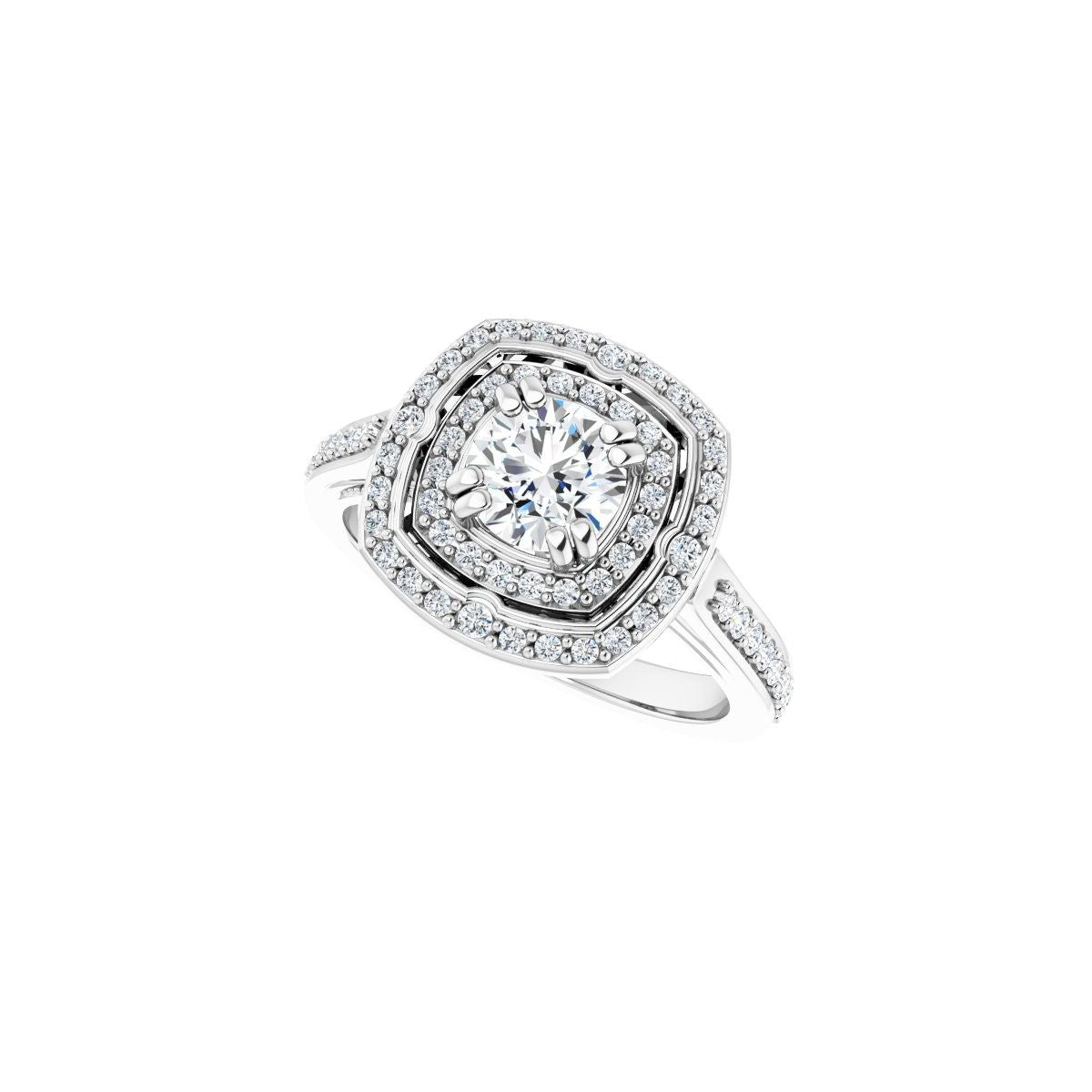Round Double Halo-Style Engagement Ring Semi-Mount - gallery - Series 122470